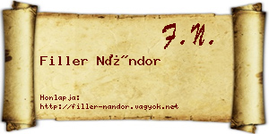 Filler Nándor névjegykártya