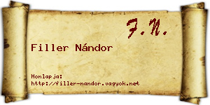 Filler Nándor névjegykártya